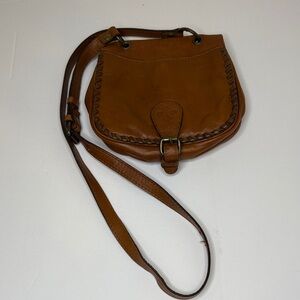 Patricia Nash Karissa Brown Leather Crossbody Bag with adjustable strap